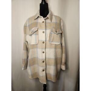 NWT Grace & Karma Women's Size L Shacket Plaid Button Down Pockets Shirt/Jacket